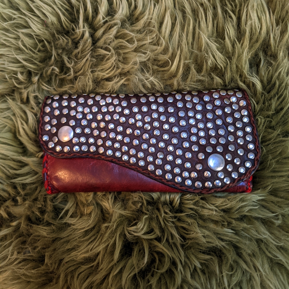 Studded Red Leather Wallet